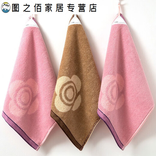 Green dyed small square towel hand towel hanging cotton face wash household small towel cotton face wipe absorbent children's towel LL7 lanyard 3 pack (simple and soft square towel)