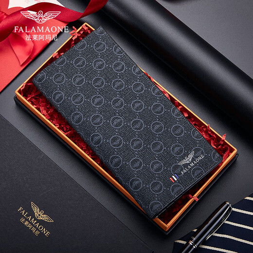 
Falai Armani genuine leather men's wallet long wallet light luxury business clutch birthday gift for boyfriend husband father brother QB206/fashion printing [counter gift box] writing greeting card printing photo contact customer service