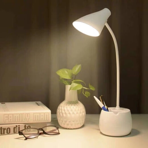 湖绵台灯学习少女心学生宿舍可充电插电可爱笔 可爱笔筒 粉色花朵