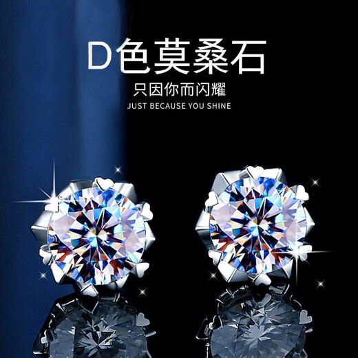 LAOLATU One Carat Moissanite Diamond Stud Earrings Women's Fashion Earrings Confession Commemorative Birthday Gift for Girlfriend and Wife One Carat Moissanite Diamond Stud Earrings Certificate