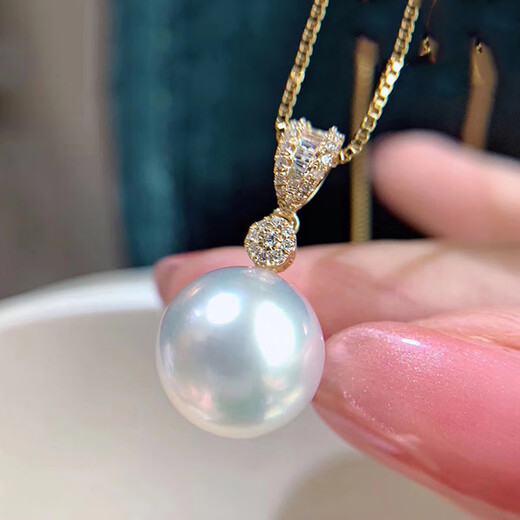 Jennifer strong light round white bright real pearl pendant single piece 925 silver simple fashion clavicle chain gift for women pearl pendant silver set silver style U round white freshwater pearl size 10-11mm