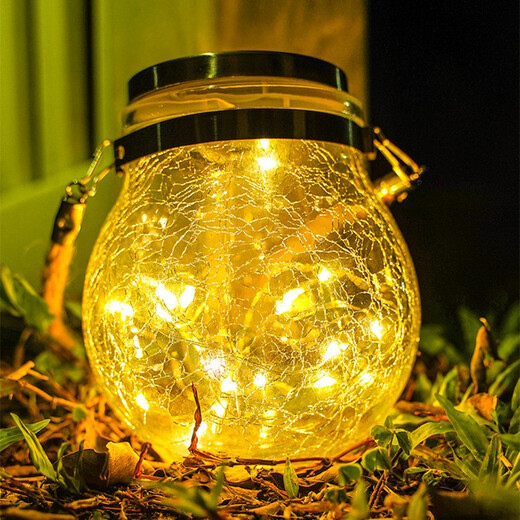 Man丂 Solar Garden Light Outdoor Garden Light Control Sensing Atmosphere Night Light Hanging Portable Garden Decorative Light Solar Crack Lamp 20 Lights Warm White