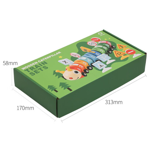 Damaio Kinder Holz Caterpillar Digitale Farbe Kognitive Klassifizierungsstraße Parkschild kleiner Zugspielzeug Caterpillar kleiner Zug