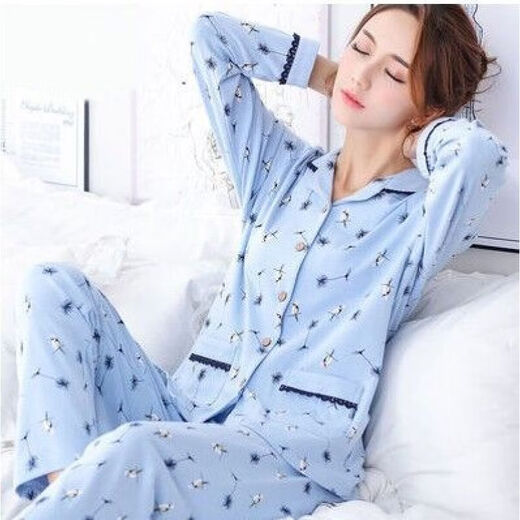 
Pure cotton pajamas women's long-sleeved spring and autumn suit summer cardigan large size middle-aged home clothing 842 XL suitable for 120-140Jin [Jin equals 0.5 kg]