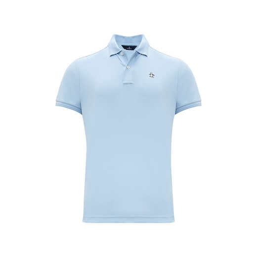 万星威（Munsingwear）高尔夫纯色翻领休闲运动珠地POLO衫T恤夏季短袖 B695/蓝色 M