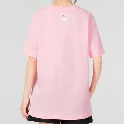 耐克（NIKE）短袖女装2025夏季运动服时尚宽松透气圆领休闲上衣半袖T恤  FJ7714-690粉色 XL