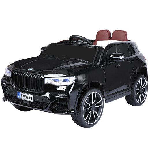 WORK BABY BMW's new children's electric car four-wheel drive can sit in an adult car, boy baby toy, child remote control off-road vehicle x8 painted red + dual drive + remote control + leather seat, electric drive