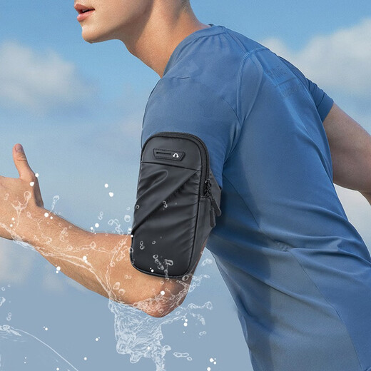 XITU running mobile phone arm bag for men and women fitness sports mobile phone bag outdoor cycling mobile phone protective cover arm bag wrist bag cool black