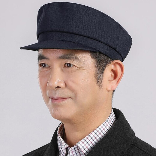 Changyin middle-aged and elderly hats, spring and autumn men's old hats, cloth hats, grandpa autumn flat-top thin dad hats, elderly Zhongshan hats, flat-top hats - autumn and winter black M 57C