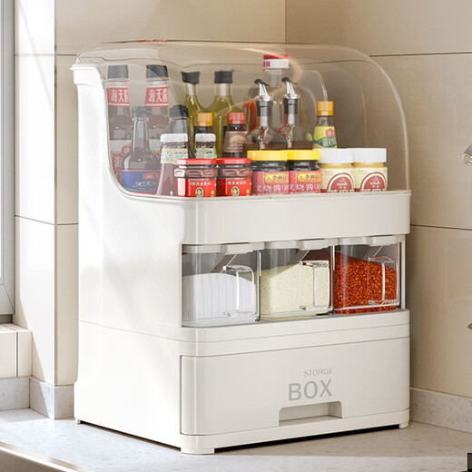 Yimeihui kitchen supplies salt and sugar seasoning box with lid storage rack salt seasoning box set household storage box upgraded six-compartment seasoning box