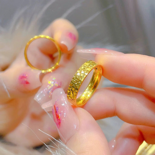 Fat Donglai's same style broken ice ring plated with 18k gold 4mm or 5mm finger sparkling vegetarian ring index finger ring female personality versatile ring size 7 (recommended 111-120 Jin Jin is equal to 0.5 kg)