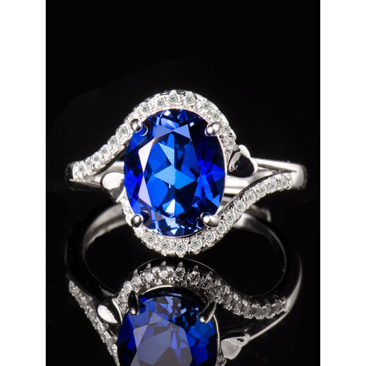 DRJEFUN sapphire ring s952 silver women's fashion and personality Korean version with diamonds simple silver tanzanite sapphire ring with adjustable finger ring