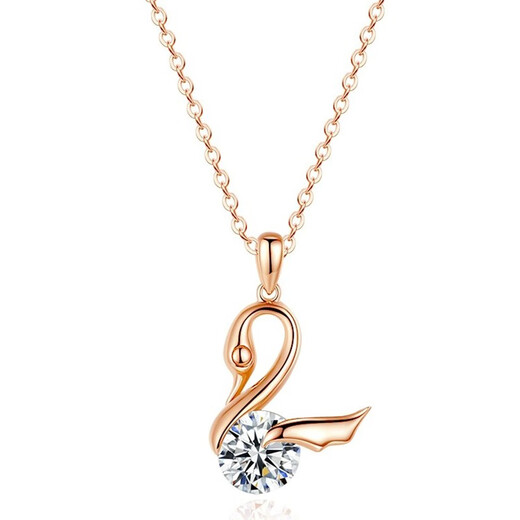 Eoth18k gold moissanite diamond little swan necklace girl clavicle chain rose gold pendant birthday gift for girlfriend 18k gold moissanite pendant + S925 chain + certificate