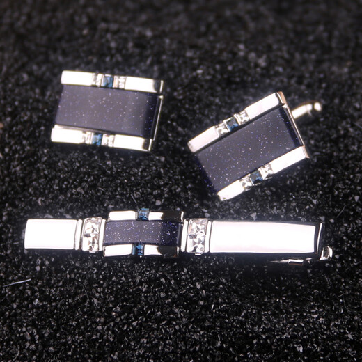 欧凡迪水晶领带夹钻领带夹男士领带夹结婚领带夹袖扣领带夹套装 玛瑙金色洛克王子