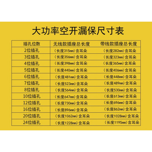 32A 8000W high-power socket outlet PDU with air opening leakage protection overload 16A industrial wireless plug-in board 3-position jack 32A air opening 4 square meters 2 meters 16A