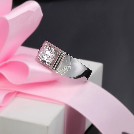 AVHE platinum ring large carat artificial laboratory-grown diamond real diamond ring temperament men's ring engagement gift Chinese Valentine's Day platinum men's ring 1 carat diamond (D/VVS/3EX/N) 9-20 circle can be noted