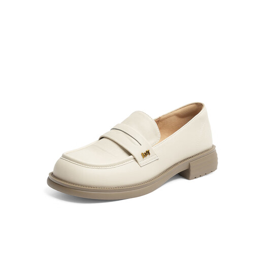 Red Dragonfly Loafers женский весенний весенний стиль нового стиля одно стандартный женский обувь густые каблуки в британском стиле маленькие кожаные туфли женская одиночная обувь WLB14137 Bei White 35