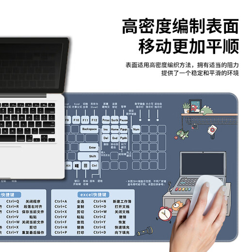 Three-color cat mouse pad shortcut keys for extra large office desk pad for men and women excel cute cartoon notes 6629CAD shortcut keys 90 cm x 40 cm x 4 mm
