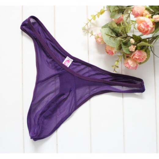 Confidential delivery transparent sexy men's thong mesh low-waist temptation fashion sexy underwear T-pants red