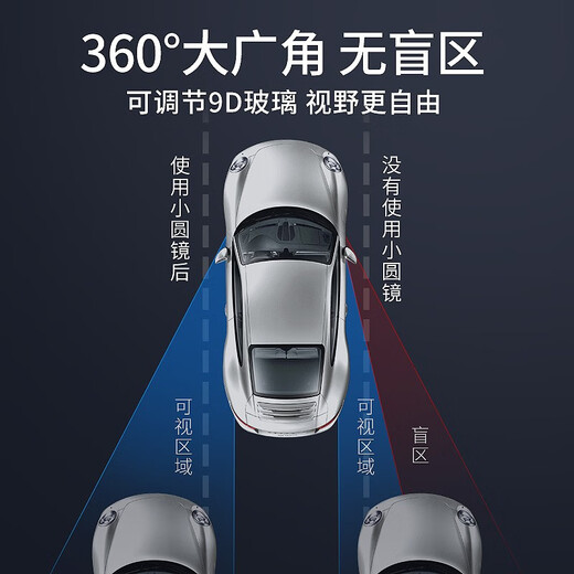 車仆车仆汽车后视镜倒车镜无边框辅助镜小圆镜360度反光镜汽车用品 无边框 2个装