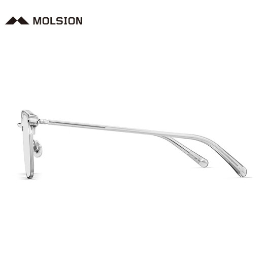 MOLSION陌森眉架眼镜架肖战同款男女眼镜框可配度数防蓝光眼镜MJ6180 B90银色|透明 框+依视路A4钻晶防蓝光1.67片