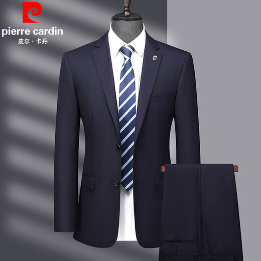 Pierre Cardin Spring Wool Suit Men's High-end Middle-aged Men's Business Formal Wedding Suit Dark Blue MY7005 Style 170 Size Recommended 100Jin Jin is equal to 0.5kg -120Jin Jin is equal to 0.5kg