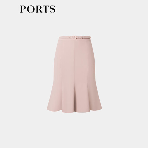 PORTS Women's Autumn New Gentle Style Belt Decoration Hip Fishtail Skirt ALN8S001JWP048 Pink XS (2)