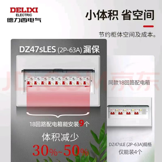 Delixi Electric leakage protector 2P 20A DZ47SLES small household miniature circuit breaker main switch air switch air switch with leakage protection