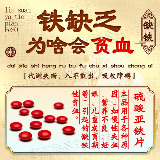 [力玖]硫酸亚铁片 0.3g*100片 1盒装 硫酸亚铁片铁剂补铁补血改善贫血孕妇儿童适用缺铁性贫血补血药贫血药补铁成人