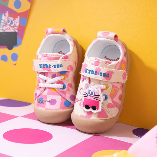 Kids.ing Kedi Star Baby Girl Canvas Shoes Spring and Autumn Children's Soft Sole Anti-Slip Boys Toddler Sports Shoes Functional Shoes Casual Shoes Pink Pink Meow Meow 27 Suitable for Feet Length 15.9-16.5cm