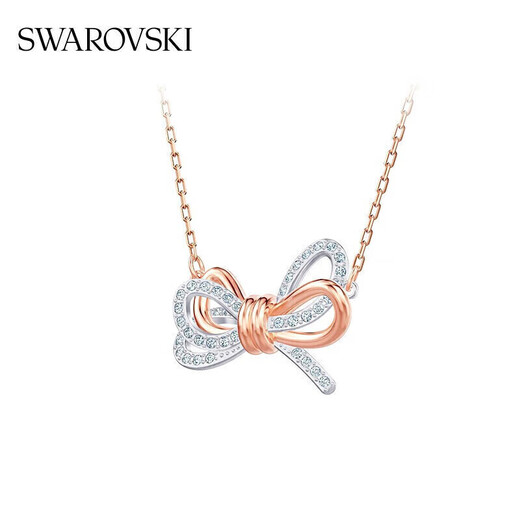 Swarovski two-color bow shape necklace for girlfriend birthday gift for women 5440636