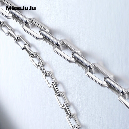 Miss JuJu platinum necklace men's pt950 white gold thick square cross chain domineering men's neck chain deposit customization Specifications contact customer service