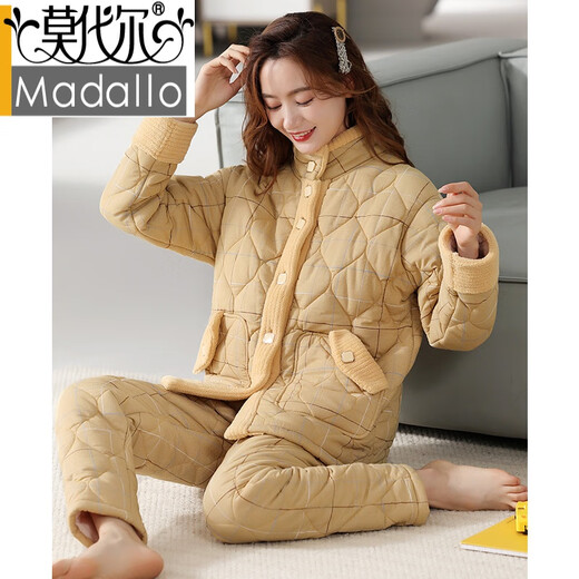 
Modal pajamas for women in winter, three-layer thickened velvet woven pure cotton jacket for women in autumn and winter coral velvet winter home clothing 17078 M (160): Suitable for 80-100 Jin [Jin equals 0.5 kg]