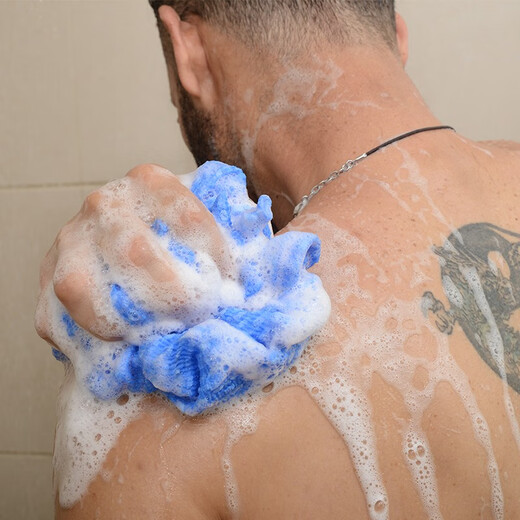 Cyan pomelo (Cyan Pomelo) Japanese imported bathing artifact powerful back rubbing bath towel long pull back strip bath towel unisex bath towel QKG-012 blue 30x100cm/thick