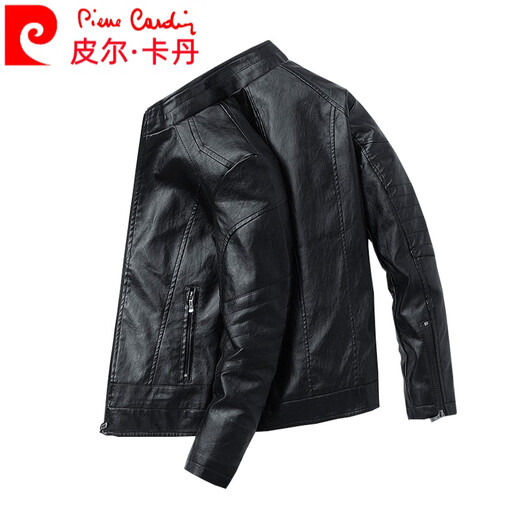 皮尔卡丹（pierre cardin）真皮皮衣男外套机车海宁头层牛皮春秋休闲2023新款立领夹克外套 679黑色 款 常规 L