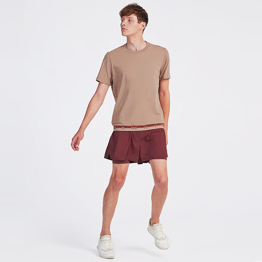 Partikelfieber Partikel Fever Sportshorts Frühlings- und Sommer Männer lose und bequem joggen Fitness Outdoor Casual Shorts 12349 Zimtrote rot s