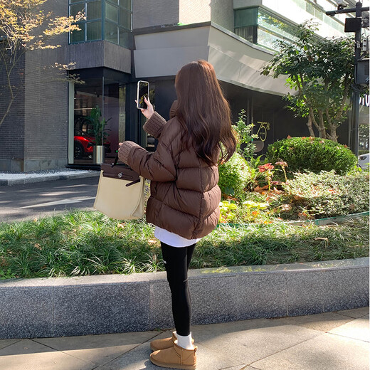 Oudihui 2026 new winter new cotton-padded jacket for women, thickened bread jacket, down jacket, women's cotton-padded jacket, lamb wool splicing jacket, coffee color M, recommended 85-120 Jin Jin equals 0.5 kg