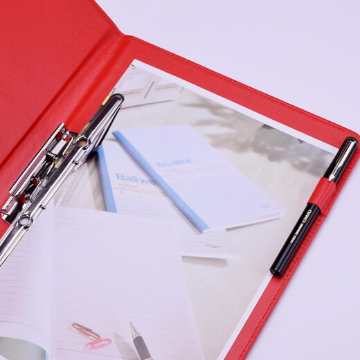 BailLiven Contrat Clip A4 Red Pu Leather Business Office Office Clip Clip de panne