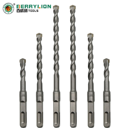 Budweiser Lion Electric Hammer Drill Bit for Concrete Cement Wall Extended Impact Rotary Square Handle Round Handle Wall Drill Four Pit Two Pit Two Slot Alloy Drill Bit 350mm 6*110mm Round Handle (Single)
