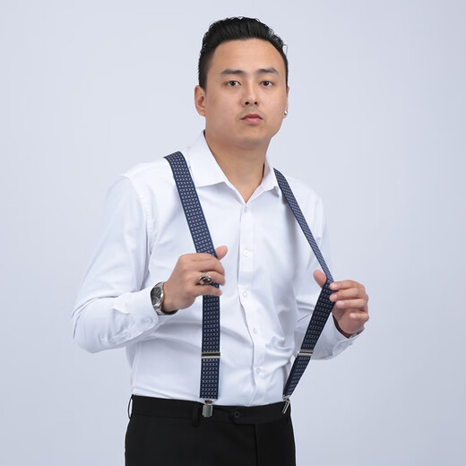 王仕威尼（VinsonVenis）男士背带夹复古成人吊带老人吊裤带胖人背带夹西裤男款背带夹 花边四夹通用款28号色