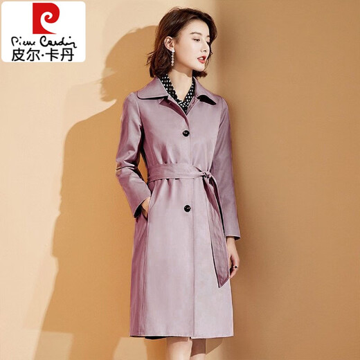 Pierre Cardin (Pierre Cardin) Women's Spring and Autumn New Women's Clothing Simple Korean Style Slim Slim Mid-Length Windbreaker Hong Kong Style Outer Brick Red XL 120-130Jin Jin is equal to 0.5 kg