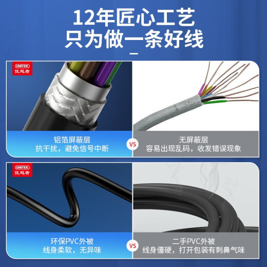 The superior (UNITEK) rs232 serial port line mother-to-male 23 crossing line 1.5 meters DB nine-pin com port debugging line Scanner/tax control machine/programming machine/serial port line C718BK
