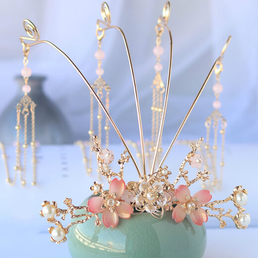 Hanfu headwear, women's ancient style hair crown, daily atmosphere, long tassel hairpin, super fairy costume writing accessories, moon sky