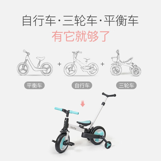 Nadle (nadle) children's balance bike without pedals baby scooter 2-3-6 years old bicycle scooter Children's Day gift 10-inch Tiffany blue push rod model