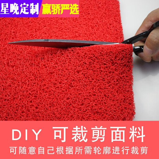 Star Night Thickened Silk Ring Floor Mat Anti-slip Silk Entry Door Mat Plastic Red Floor Mat Dust-proof Door Elevator Hotel Welcome Red 80*120cm (Thickened 15mm)