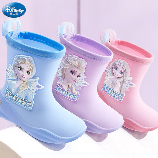 Disney children's rain boots girls' mid-tube non-slip rain boots Snow princess baby water shoes P21013 purple 170mm