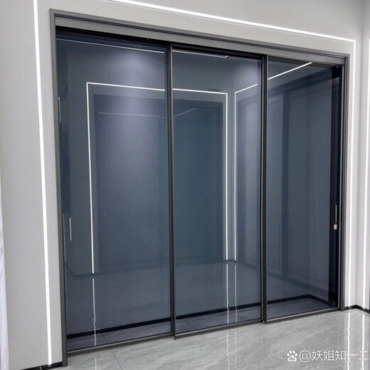 勤凯定制厨房推拉门极窄边框三联动长虹玻璃门阳台客厅隔断移门包安装 三联动包安装每平方价格