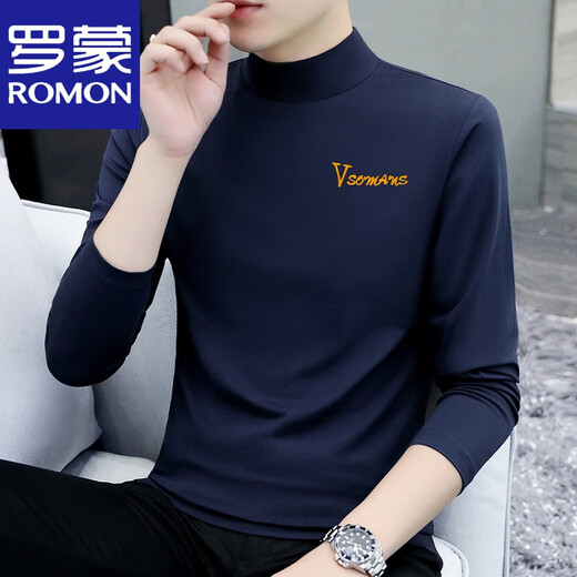 Romon Winter Winter Men's Turtleneck Ropa de otoño Algodón Camisa de base de manga larga Camiseta de collar de camiseta interna delgada de tortuga delgada de cuello