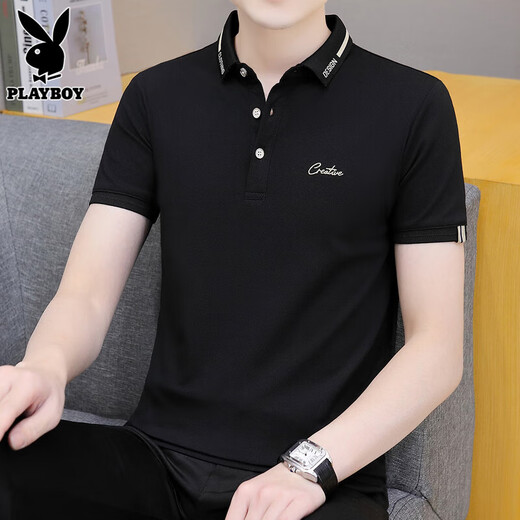 Playboy (Playboy) Футболка с короткими рукавами для мужской базовой рубашки поло для летней тонкой модной марки повседневная универсальная одежда Прохладная мужская одежда для кожи 683 Ash 3xl