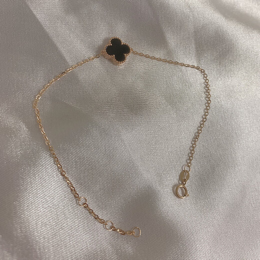 18K gold four-leaf clover bracelet color gold jewelry rose gold gold bracelet bracelet girl happy birthday gift rose gold red agate 10mm